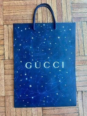 Gucci Navy Star-Pattern Rope-Handle Paper Shopping Gift Bag or Tote